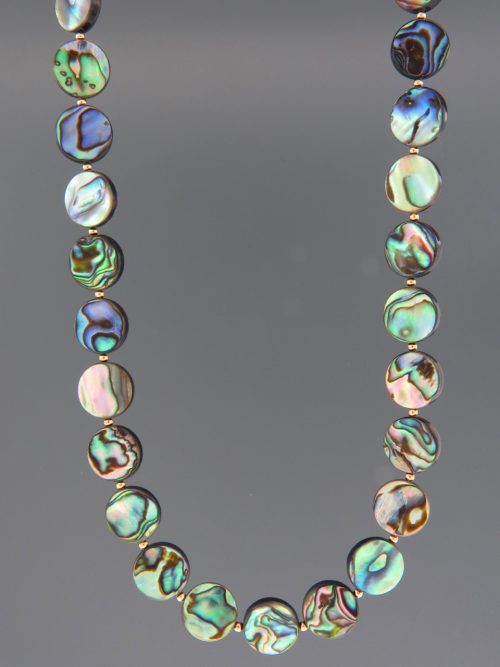 Paua Shell Necklace - 8mm round with round beads - PA002