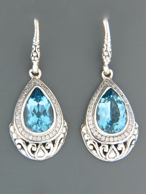 Blue Topaz Earrings - Sterling Silver - BT513