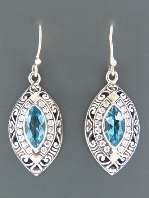 Blue Topaz Earrings - Sterling Silver - BT514