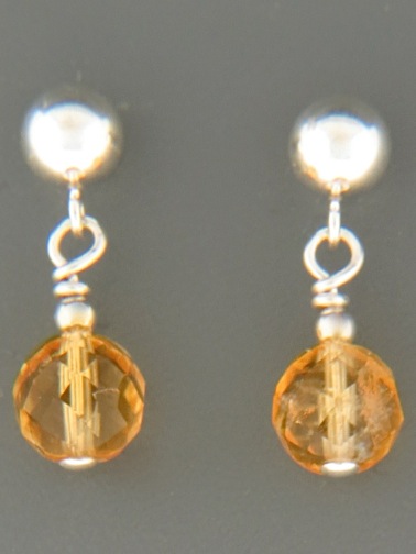 Citrine Earrings - Sterling Silver stud - C513