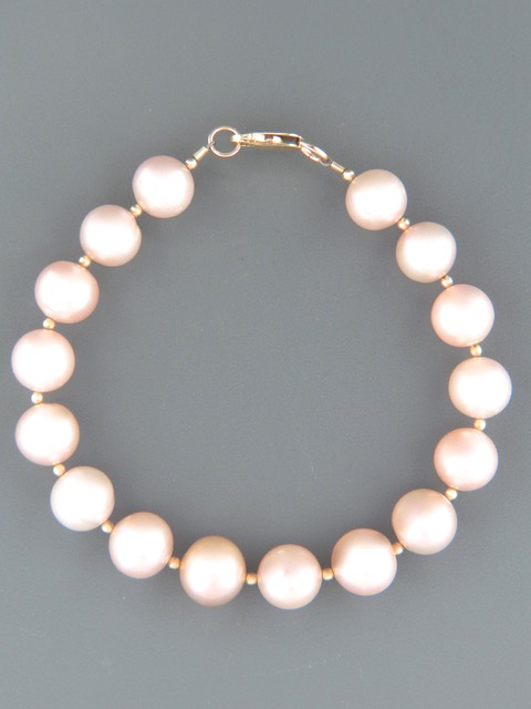 10mm Pink Pacific Pearl Bracelet with Gold beads - YP102B