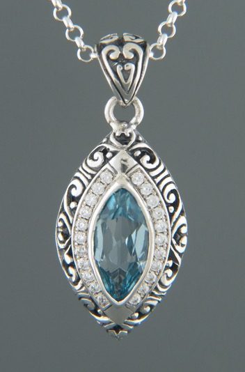 Blue Topaz Pendant - Sterling Silver - BT302