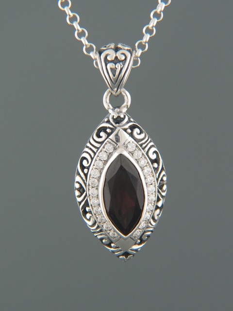 Garnet Pendant - Sterling Silver - G301