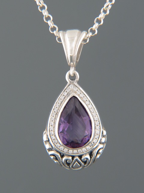 Amethyst Pendant - Sterling Silver - A322