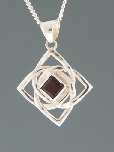 Garnet Pendant - Sterling Silver - G382