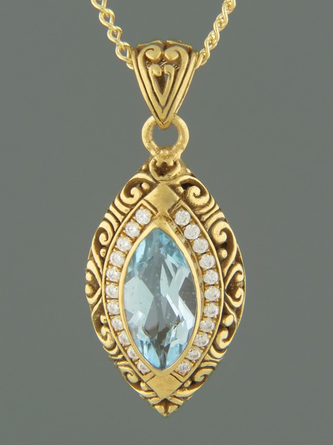 Blue Topaz Pendant - Gold Vermeil - BT302GV
