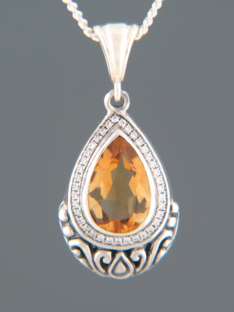 Citrine Pendant - Sterling Silver - C314