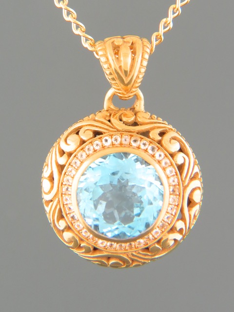 Blue Topaz Pendant - Gold Vermeil - BT315GV