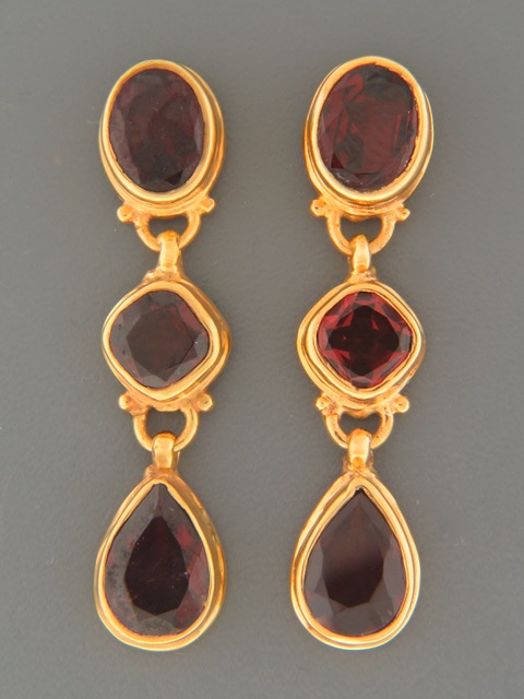 Garnet Earrings - Gold Vermeil - G638GV