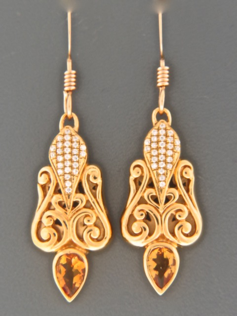 Citrine Earrings - Gold Vermeil - C548GV