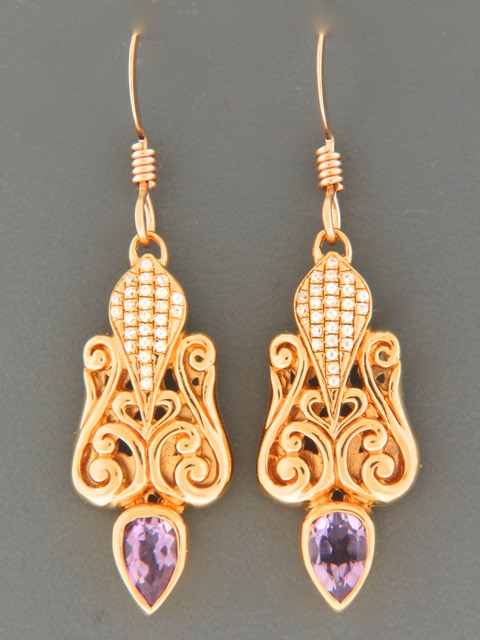 Amethyst Earrings - Gold Vermeil - A693GV