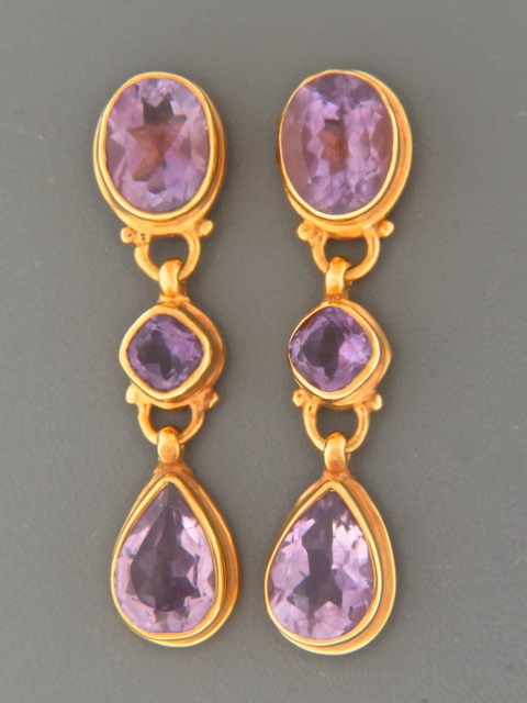 Amethyst Earrings - Gold Vermeil studs - A679GV