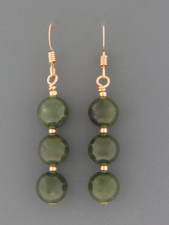 Jade Earrings - 14ct Gold Filled - 8mm round stones - J510G
