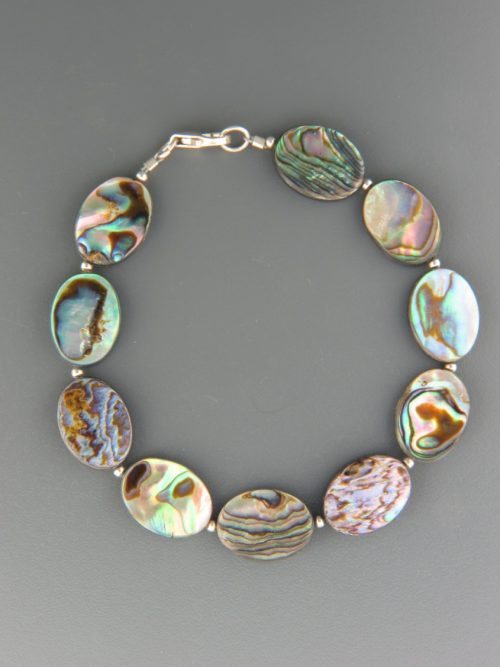 Paua Shell Bracelet - with Sterling Silver beads - PA900