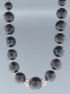 Onyx Necklace - 8,10,14 & 16mm round faceted stones - 52cm - OX086