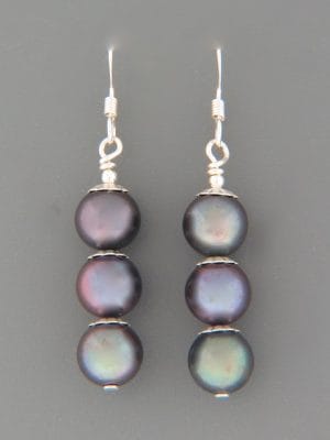 8mm Dark Pacific Pearl Earrings - Sterling Silver - YD83RS