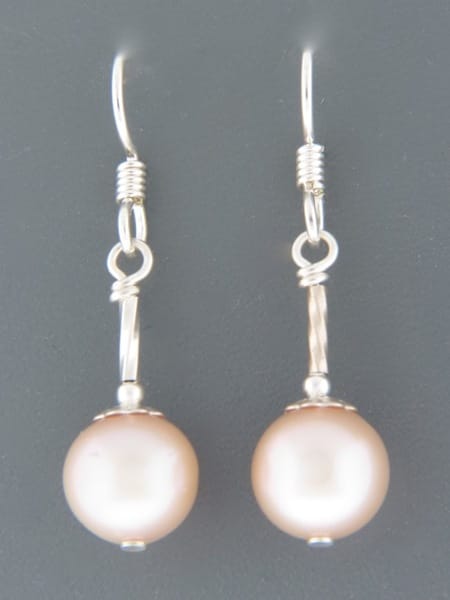 10mm Pink Pacific Pearl Earrings - Sterling Silver - YP10HS
