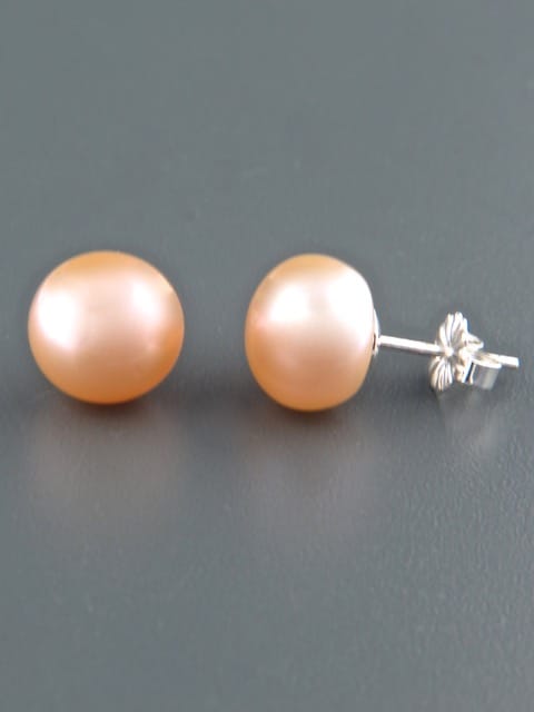 10mm Pink Pacific Pearl Stud Earrings - Sterling Silver - YP10ZS
