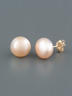 8mm Pink Pacific Pearl Stud Earrings - Gold - YP8ZG