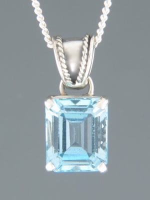 Blue Topaz Pendant - Sterling Silver - BT404