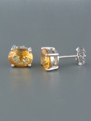 Citrine Earrings - Sterling Silver stud - 5x7mm stones - C540