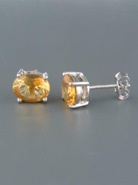 Citrine Earrings - Sterling Silver stud - 5x7mm stones - C540