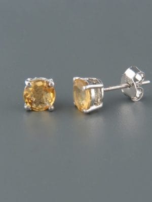Citrine Earrings - Sterling Silver stud - 6mm stones - C541