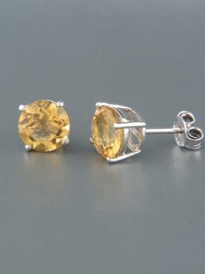 Citrine Earrings - Sterling Silver stud - 8mm stones - C506