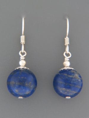 Lapis Lazuli Earrings - Sterling Silver - 12mm stones - LL503