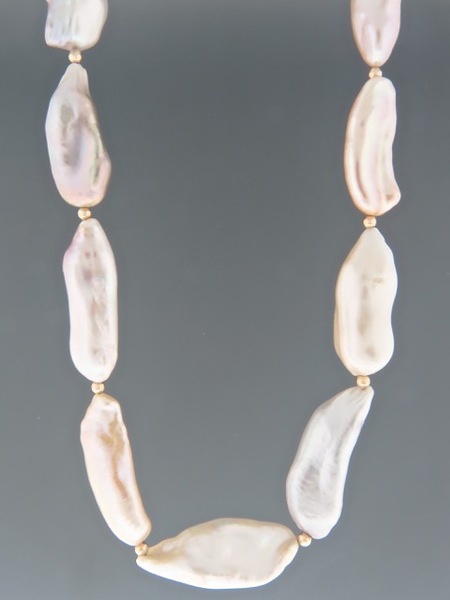 Baroque Pearl Necklace with Gold beads - 50cm - Y203