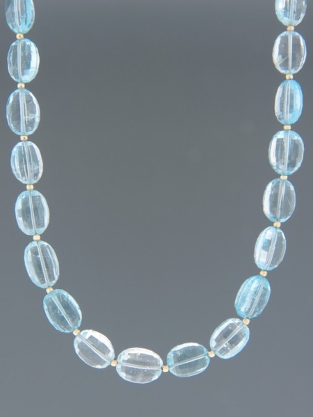 Blue Topaz Necklace - oval faceted stones - 45cm - BT002