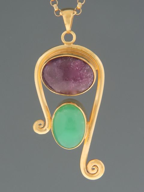 Ruby & Chrysoprase Pendant - Gold Vermeil - R305GV