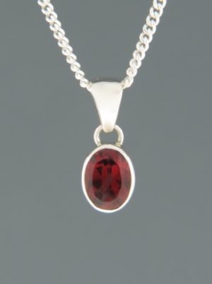 Garnet Pendant - Sterling Silver - G388