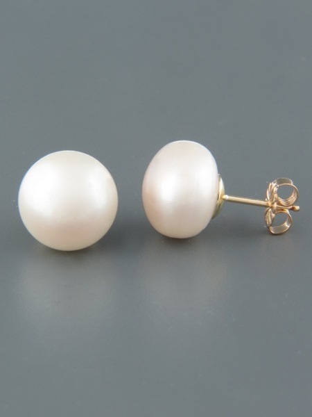 12mm white Pacific Pearl stud Earrings - Gold - YW12ZG