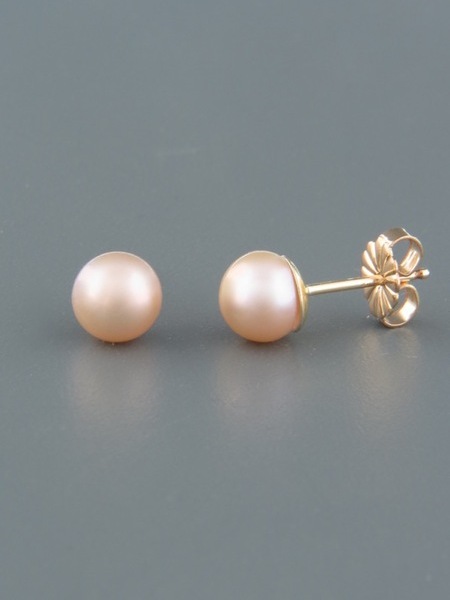 6mm pink Pearl stud Earrings - Gold - YP6ZG
