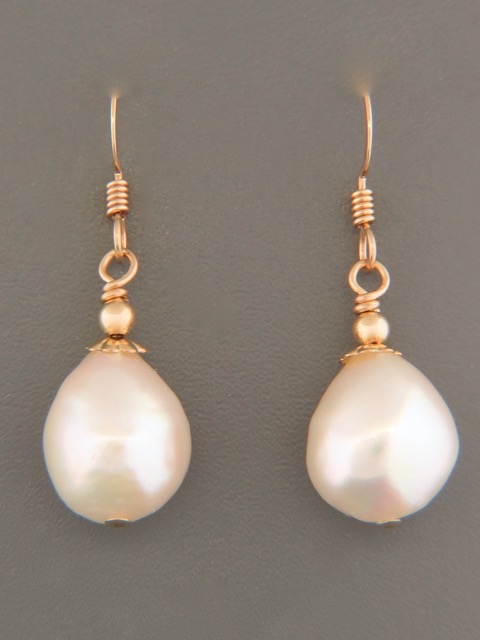 12mm Baroque Pearl Earrings - 14ct Gold Filled - YWBQ12G
