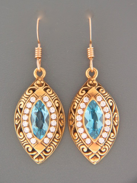 Blue Topaz Earrings - Gold Vermeil - BT514GV