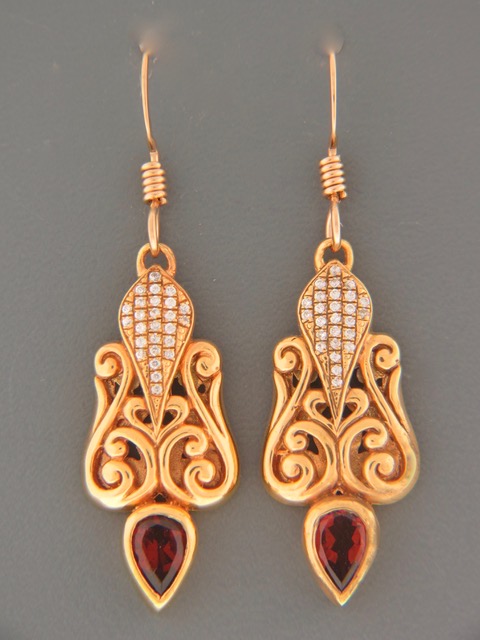 Garnet Earrings - Gold Vermeil - G623GV