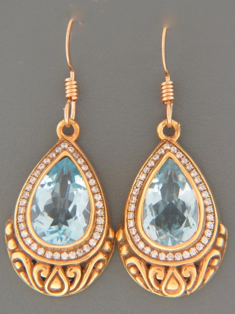Blue Topaz Earrings - Gold Vermeil - BT513GV
