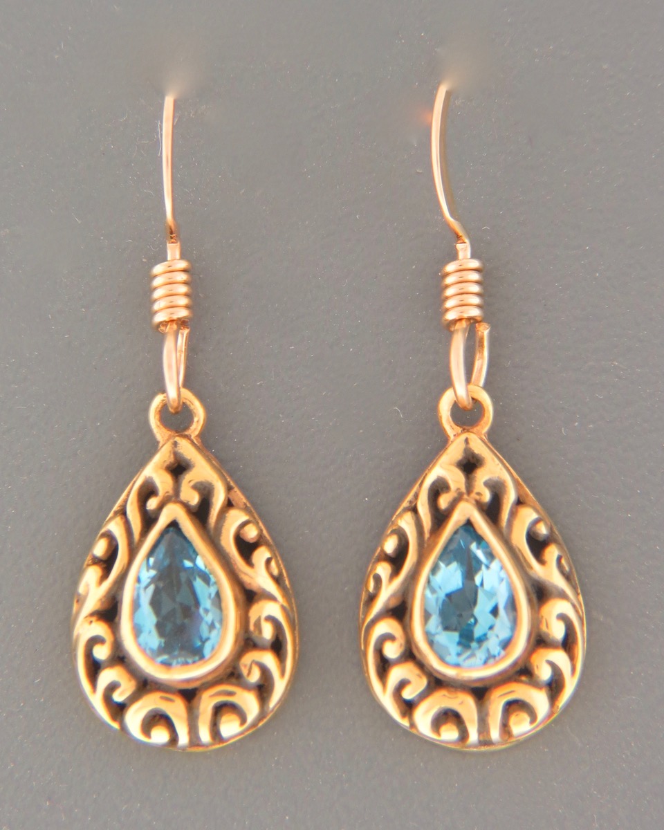 Blue Topaz Earrings - Gold Vermeil - BT593GV