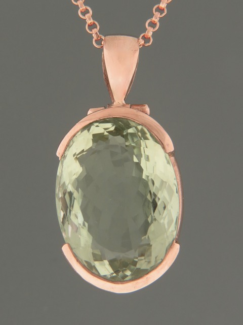 Green Amethyst (Prasiolite) Pendant - Rose Gold Vermeil - PRA305RGV