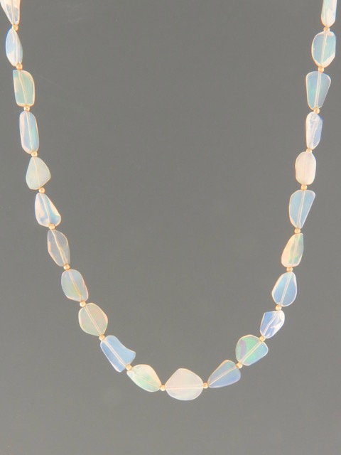 Ethiopian Welo White Opal Necklace with Gold beads - OP007
