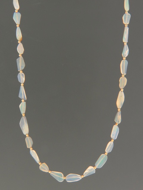 Ethiopian Welo White Opal Necklace with Gold beads - OP003