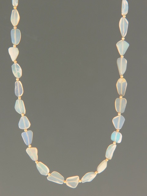 Ethiopian Welo White Opal Necklace with Gold beads - OP008
