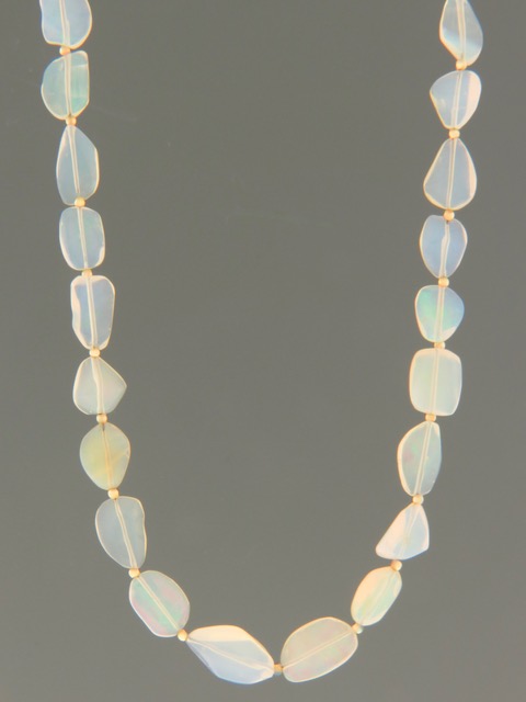 Ethiopian Welo White Opal Necklace with Gold beads - OP005