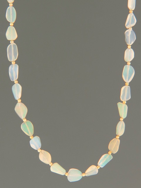 Ethiopian Welo White Opal Necklace with Gold beads - OP004