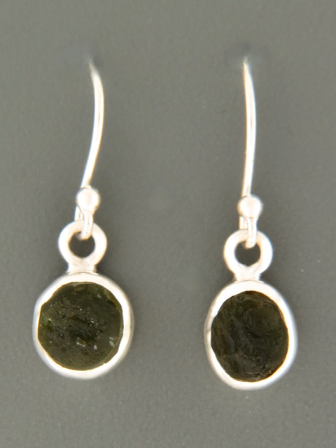 Raw Moldavite Earrings - Sterling Silver - MV500