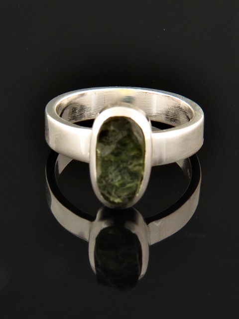 Raw Moldavite Ring - Sterling Silver - MV112R