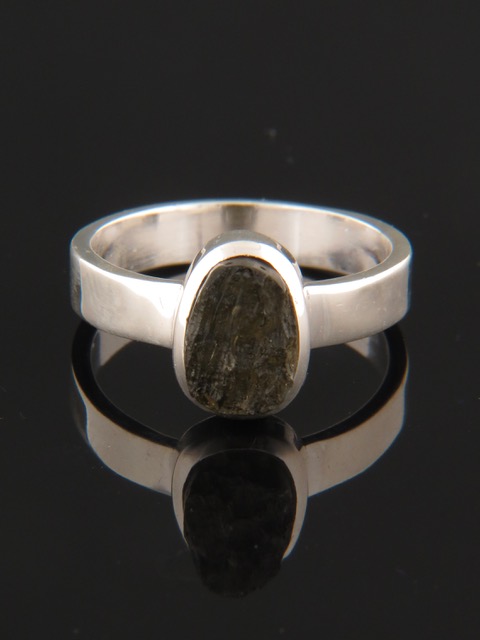 Raw Moldavite Ring - Sterling Silver - MV107R