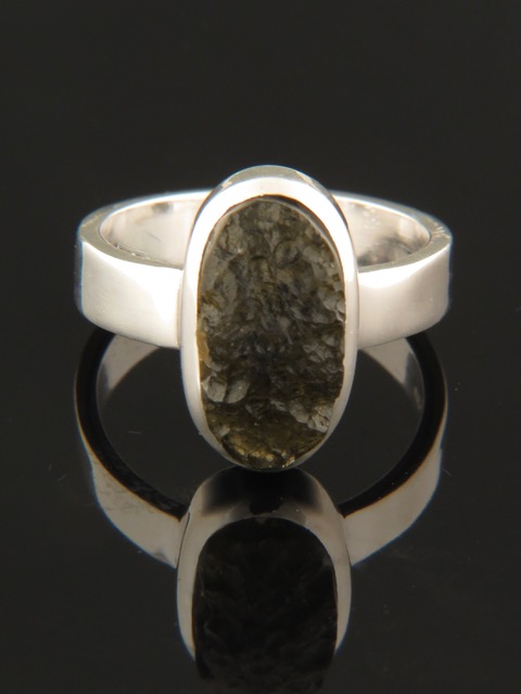 Raw Moldavite Ring - Sterling Silver - MV115R